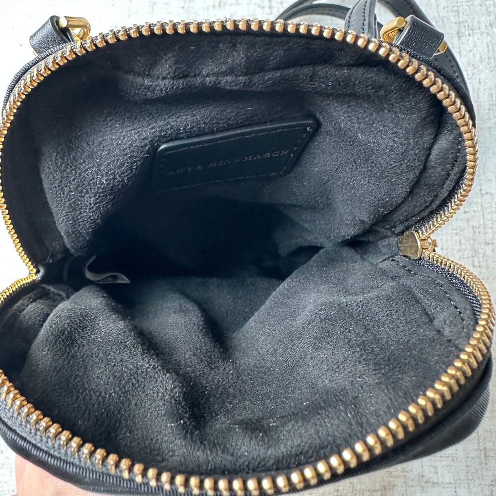 Anya Hindmarch Eyes Essentials Crossbody Pouch Black Nylon Leather Phone Bag - Picture 10 of 14